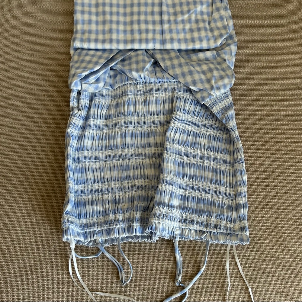 Reformation Kerrie Midi Dress - Crystal Check Blue Ivory Causal Summer Best - Picture 9 of 15